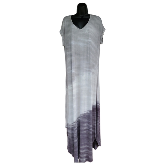 CABLE & Gage Charcoal Light Gray Tye Dye  Ombre Maxi Dress Size M - Picture 1 of 5